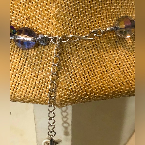 Gray, Purple Freshwater Pearl And Crystal Cluster Necklace , Earring Set 19+2 “ - Picture 4 of 6